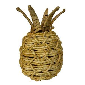 Handwoven Pineapple Wicker Rattan Woven Decorative Accent Tropical Tiki Boho